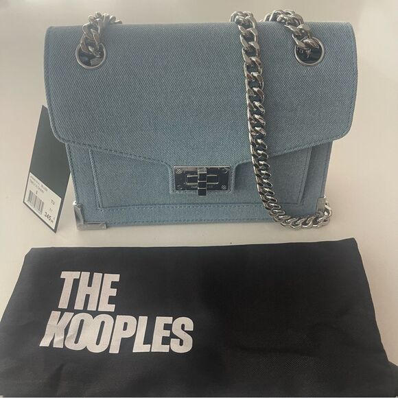 The Kooples Emily blue denim chain bagl NWT - Picture 8 of 9